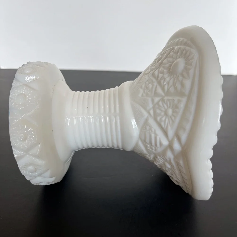 Vintage Milk Glass Vase in Old Quilt Pattern, 1960s